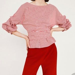 Zara striped tie shirt